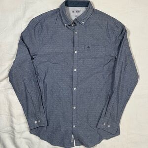 Original Penguin by Munsingwear Button Down Shirt Mens Medium Gray Micro Dot